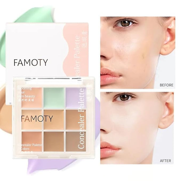 9 Colors Cream Concealer Foundation Palette, Correcting Concealer creamy concealer