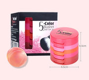 UCANBE 5 Colors Face Blusher Palette Waterproof Matte