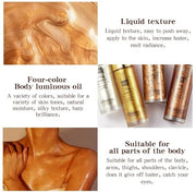 Shimmer Body Oil,Long Lasting Waterproof Face Brighten Glow Golden Brown)