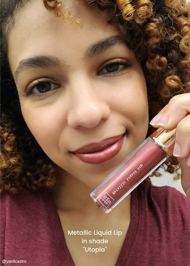 M2U NYC Metallic Liquid Lipstick, Long Lasting High Impact Color, Metallic Liquid Lips, Lipstick for Women, Metallic Ink Lipstick, Lip Stick (Rose Gold-Rose Gold)