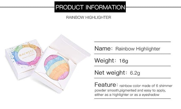 Pro 6 Colors 3D Baked Rainbow Highlighter Eyeshadow Unicorn Blush