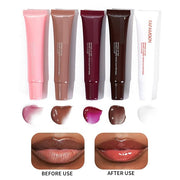 MAEPEOR Lip Glowy Balm 5 Colors Plumping Hydrating Lip Butter Balm and Nourishing Lip Care Lip Treatment Glossy Finish Non-sticky Tinted Lip Balm (05 White)