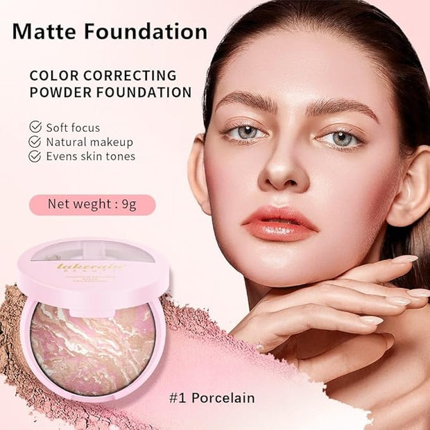 Go Ho Glow Balance Baked Foundation,Color Correcting Foundation,Light Foundation,01 Porcelain