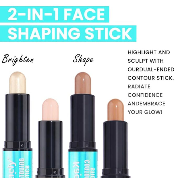 Kaely 2Pcs Cream Bronzer Highlighter Stick,Face Shaping Contouring Shades Makeup,02+17