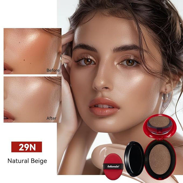Flawless Glass Skin with Cushion Foundation - Long-lasting, Beige, ) 18g