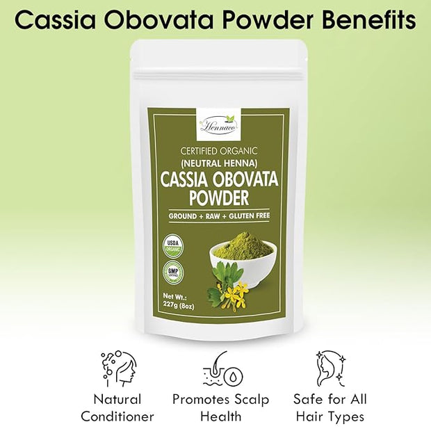 Organic Cassia Obovata Powder | Neutral Henna Powder (8 OZ) 227 G