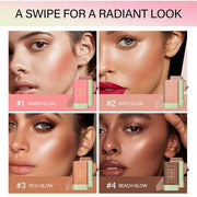 UNYOKE Soft Creamy Highlighter Blush Stick,Smooth Shimmer Bronzer Soft Glow） 6 Oz