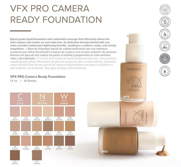 FARMASi Vfx Pro Foundation, Full Coverage Liquid Cream, Medium 06 30 ml