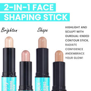 Kaely 2Pcs Cream Bronzer Highlighter Stick,Face Shaping Contouring Shades Makeup,01+03