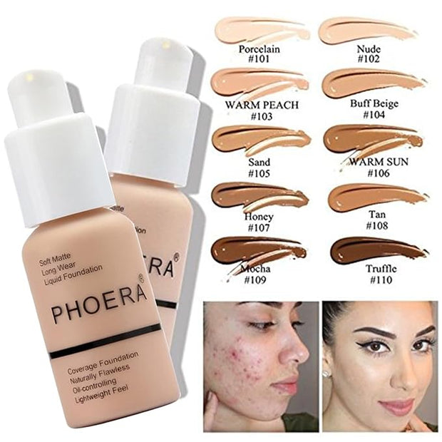 PHOERA Foundation, PHOERA Contour Palette,Shades with Highlighter & Contour/Nude+ Nude+#002)