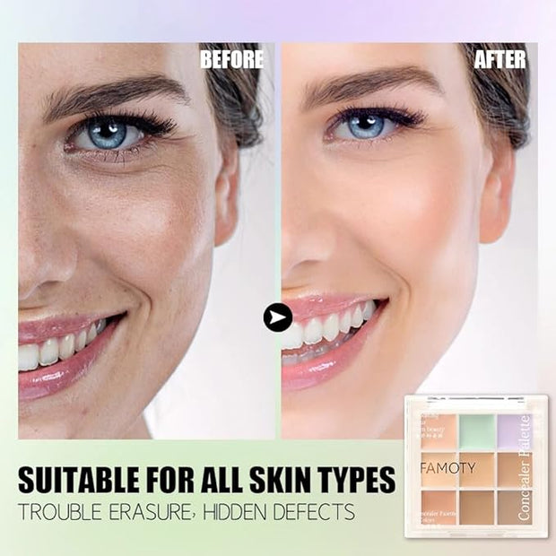 9 Colors Cream Concealer Foundation Palette, Correcting Concealer creamy concealer