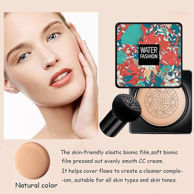 Air Cushion CC Cream Mushroom Head Foundation Air Waterproof-Natural 2Pack