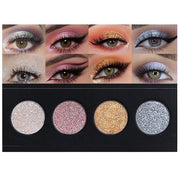 4 Colors Highlight Silver Gold Eyeshadow Palette, SHANY