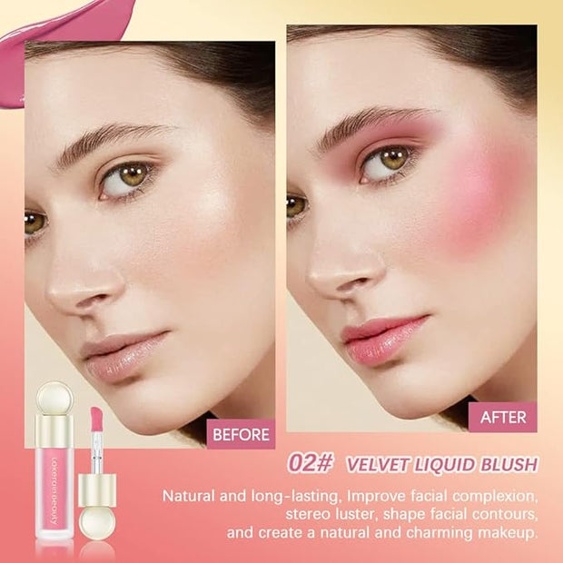2pcs Liquid Blush, Moisturizing Lightweight Cheeks Matte Finish, Mauve+04# Red)