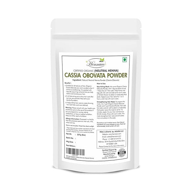 Organic Cassia Obovata Powder | Neutral Henna Powder (8 OZ) 227 G