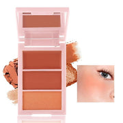 3 Colors Blush Palette, Blush and Highlighter Palette, Glowing Makeup