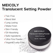 MEICOLY Talc-Free Setting Powder with Sifter,Long Lasting Loose