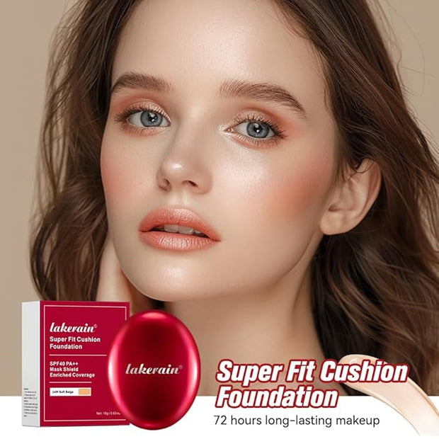 Flawless Glass Skin with Cushion Foundation - Long-lasting, lvory, ) 18g