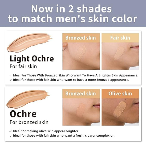NULL [Matte Finish] mens BB Cream, Mens concealer, (Light Ochre) 7oz