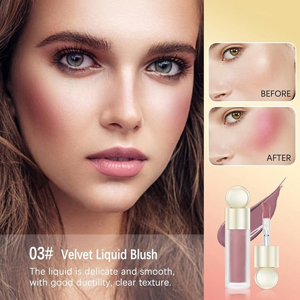 Liquid Blush, Matte Liquid Cream Makeup Dual Use for Girl