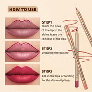 12PCS Matte Lip Liner Set,Waterproof Lipstick Liner Slim,High Slim,High