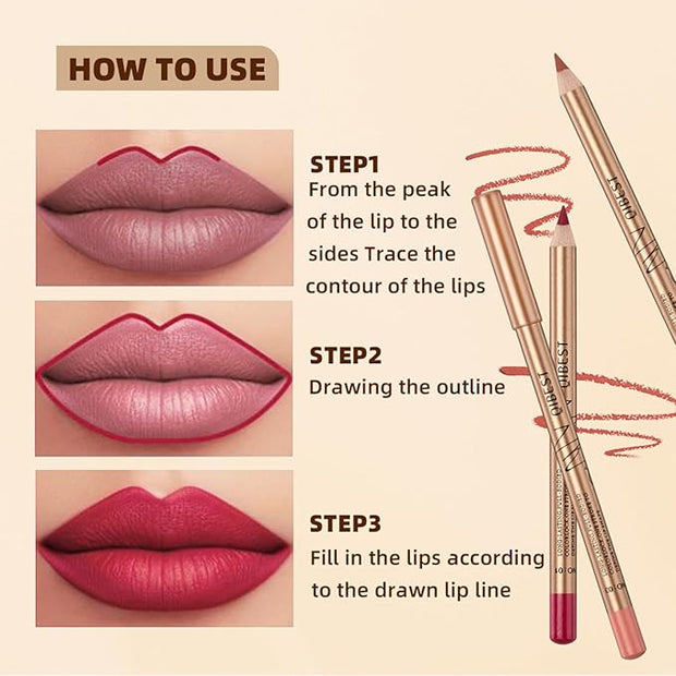 12PCS Matte Lip Liner Set,Waterproof Lipstick Liner Slim,High Slim,High