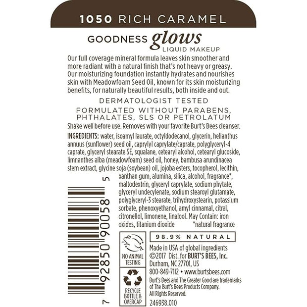 Burt's Bees Goodness Glows Liquid Makeup, Rich Caramel