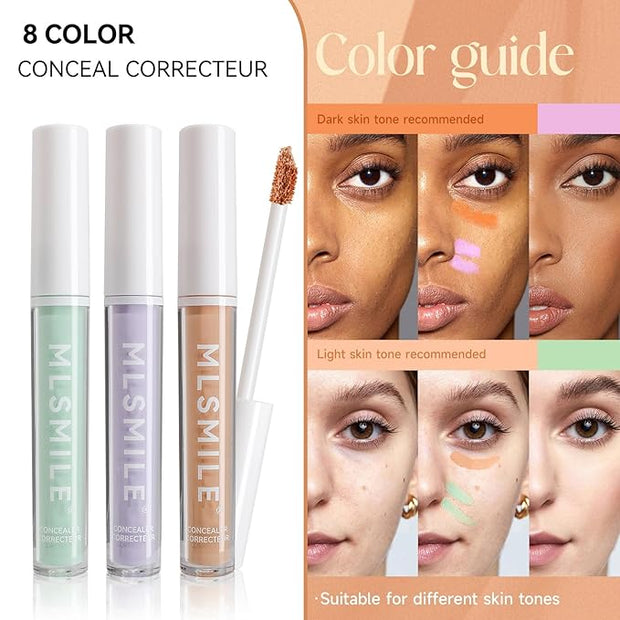 Color Liquid Conceal Contour Foundation, Waterproof 8 Colors Tone, 07