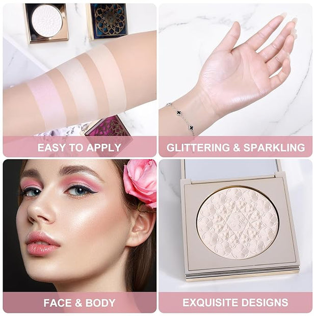 Face Highlighters Exquisite 3D Texture Luminizers Palette, Shiny