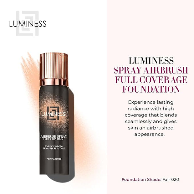LUMINESS Spray Airbrush Foundation Makeup, Fair Shade 020 2.36 fl oz