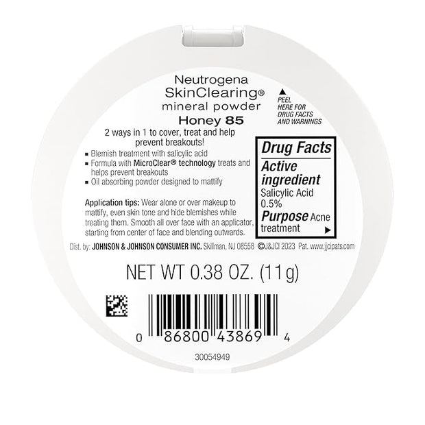 Neutrogena SkinClearing Mineral Acne-Concealing Pressed Powder Compact, Shine-Free 38 oz