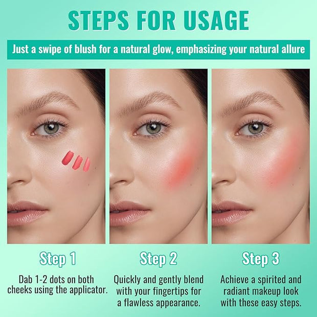 3Pcs Liquid Blush for Cheeks, Soft Moisturizing Matte