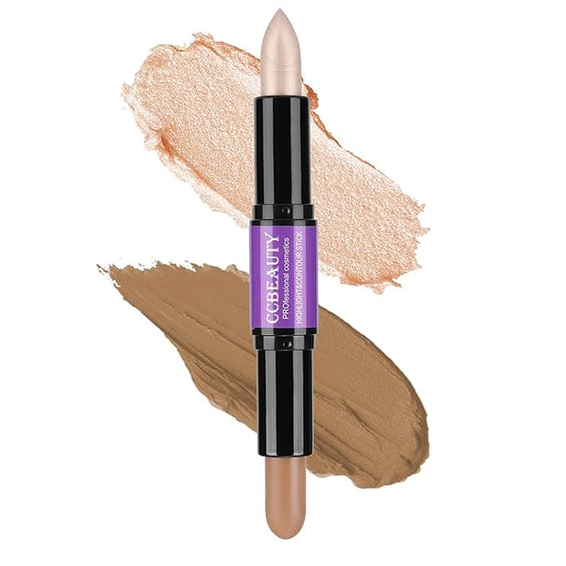 CCbeauty 2-IN-1 Contour Stick Makeup,Cream Shimmer Highlighter Bronzer