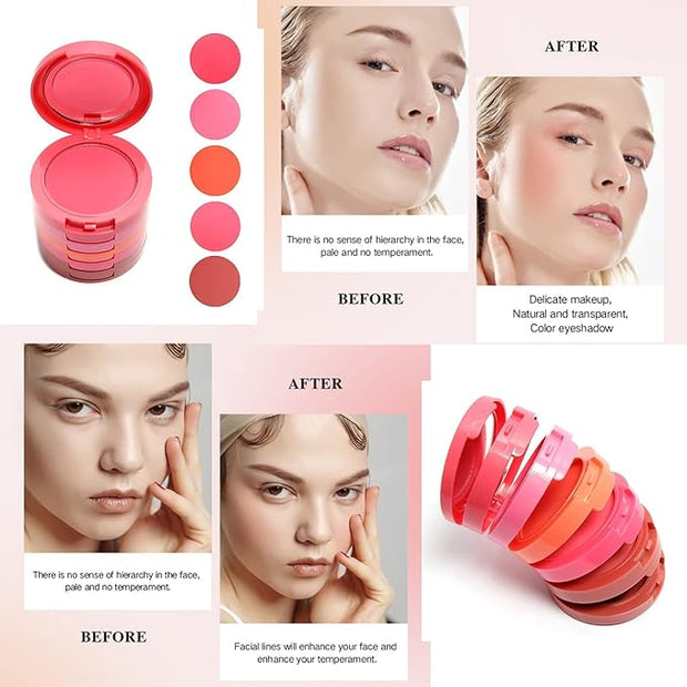 UCANBE 5 Colors Face Blusher Palette Waterproof Matte