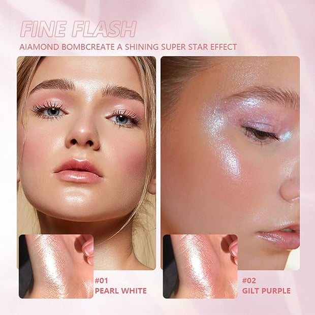 MAEPEOR Face Highlighter Palette 8 Colors Smooth Shimmer (ilt Purple) 02 G