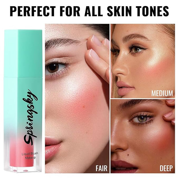 Liquid Blush, Soft Moisturizing Matte Blush, Blendable Face Coral Peach