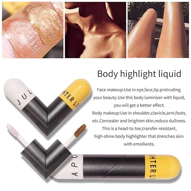 AKARY Liquid Highlighter Makeup for Face Body, Contour Warm Brown)