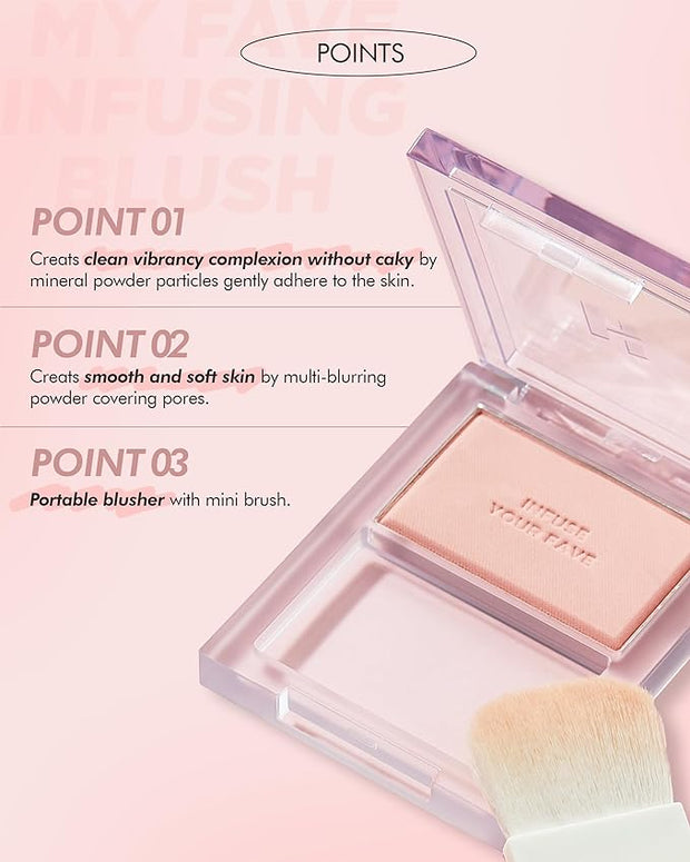 HOLIKA HOLIKA Infusing Blush with Brush - Lightweight,