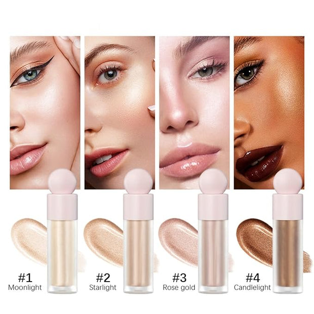 Liquid Highlighter Natural Glow For Face & Body, Rose gold)