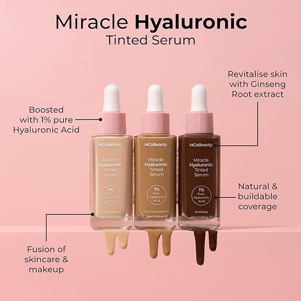 MCoBeauty Miracle Hyaluronic Tinted Serum, 4-5 Medium, Hydration Free Cosmetics
