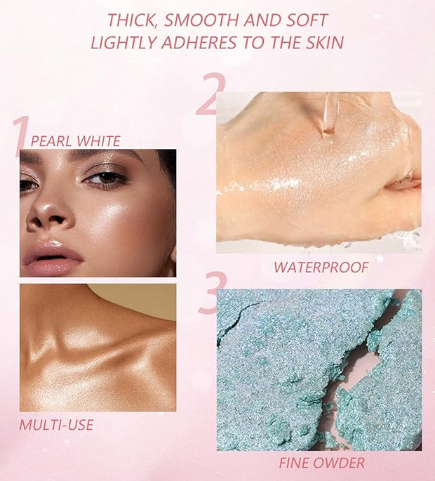 MAEPEOR Face Highlighter Palette 8 Colors Smooth Shimmer Peacock Blue)