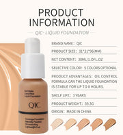 QIC Waterproof Matte Concealer BB Liquid Foundation Cream Warm Peach 30ml