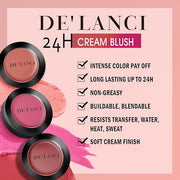 DE'LANCI Flushed Blusher, Glow Finish Korean Blush Natural