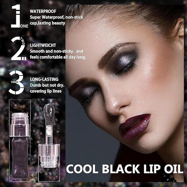 2PCS Color Changing Lip Oil Lip Care，2024 New Magic Black Color Changing Lip Oil and Magic Color Changing Lip Oil PH，Moisturizing Lip Glow Oil Plumping Glimmer Glow Lipstick Non-sticky