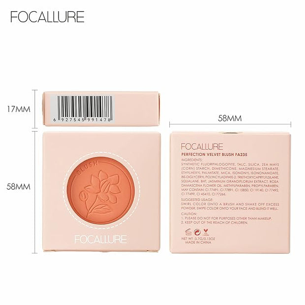 FOCALLURE Powder Palette Blush, Matte Mineral Blush Powder, Blendable, #301