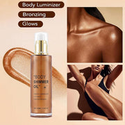 Shimmer Body Oil Waterproof Body Luminizer Bronze, Face Makeup Glow