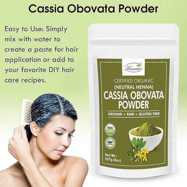 Organic Cassia Obovata Powder | Neutral Henna Powder (8 OZ) 227 G