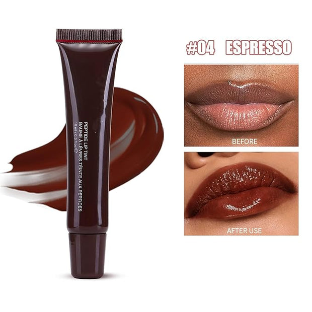 MAEPEOR Lip Glowy Balm 5 Colors Plumping Hydrating Lip Butter Balm and Nourishing Lip Care Lip Treatment Glossy Finish Non-sticky Tinted Lip Balm (04 Espresso)