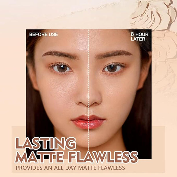 Oil Control Pressed Powder, Matte Smooth Face Setting (BROWN 2#)