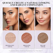 4Pcs Cream Blush Contour Highlighter Bronzer Moisturizer Stick
